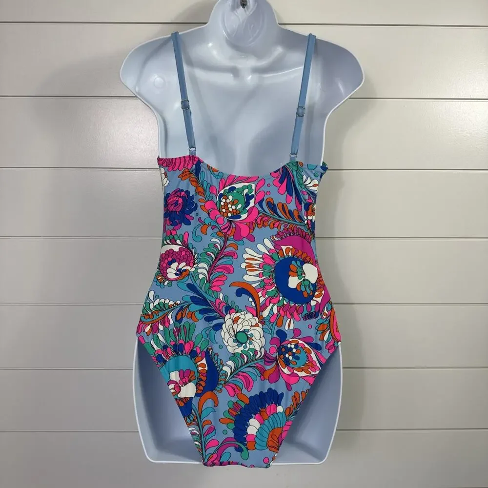 Kate Spade One Piece Swimsuit Underwire Spring Water Multicolor Floral sz M